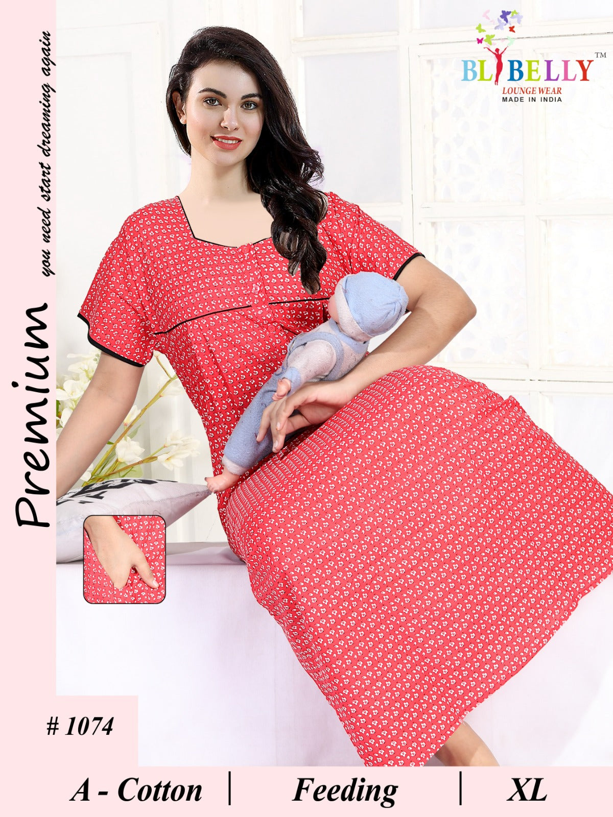 Design 1068 To 1077 Belly Cotton Feeding Night Gown Supplier Gujarat