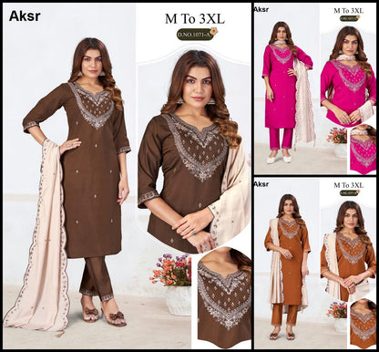 Design 1071 Aksr Roman Silk Readymade Pant Style Suits Supplier India