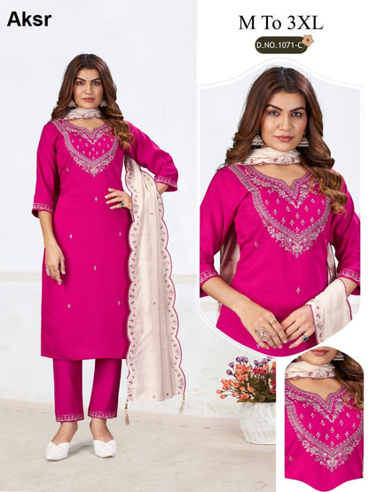 Design 1071 Aksr Roman Silk Readymade Pant Style Suits Supplier India