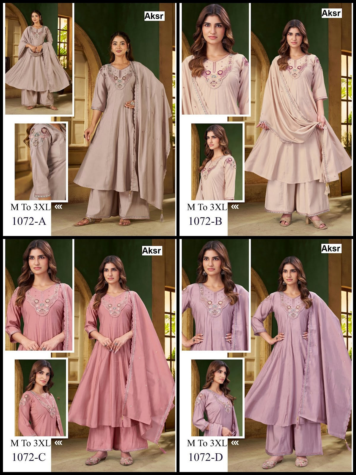Design 1072 Aksr Roman Readymade Anarkali Suits Exporter