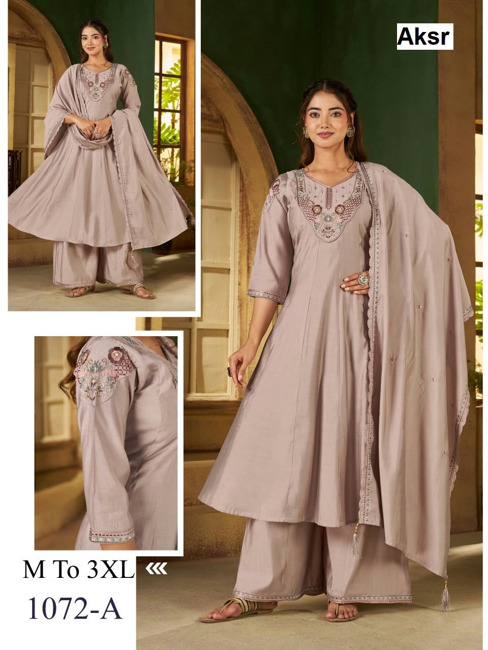 Design 1072 Aksr Roman Readymade Anarkali Suits Exporter