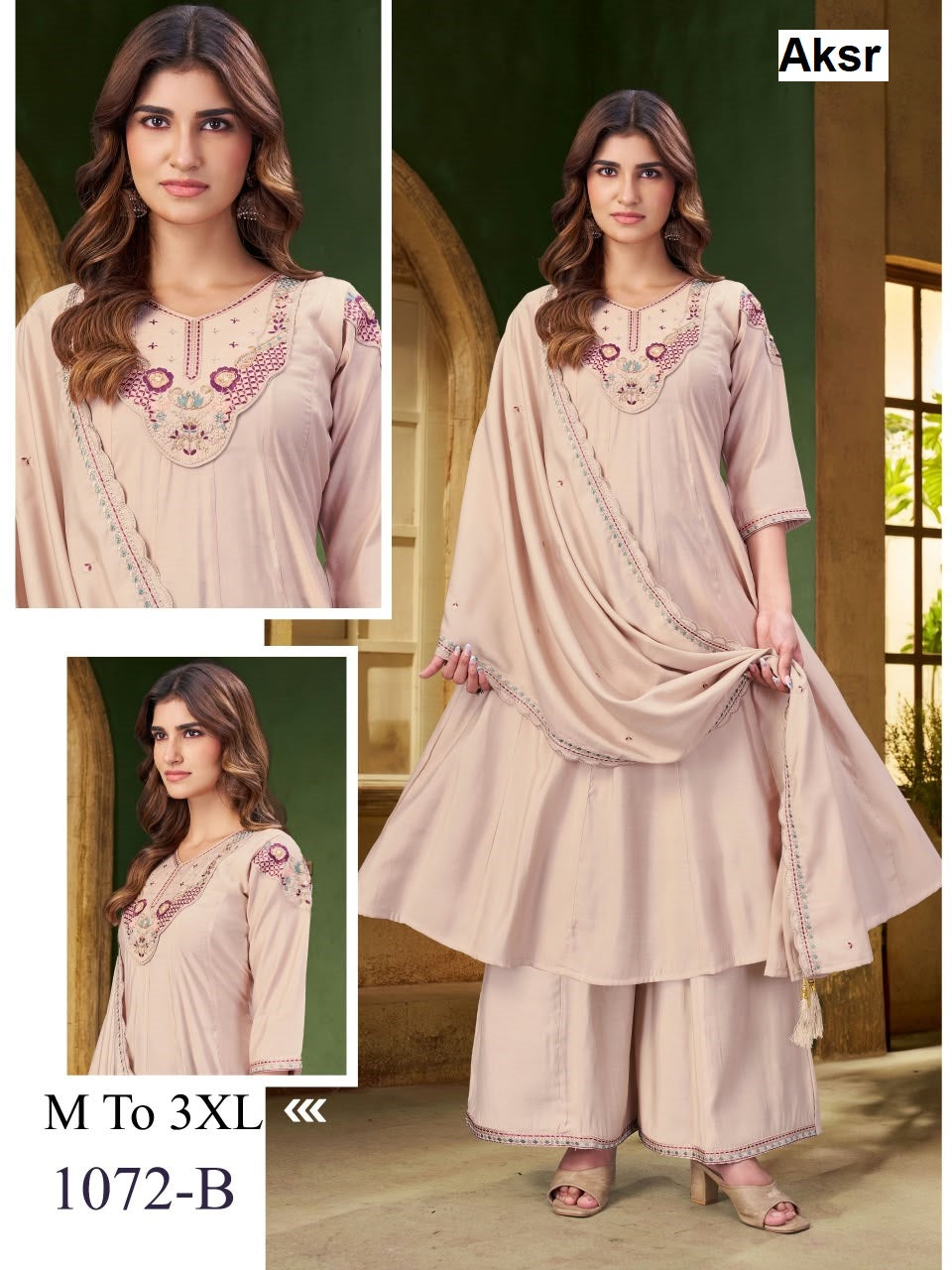 Design 1072 Aksr Roman Readymade Anarkali Suits Exporter