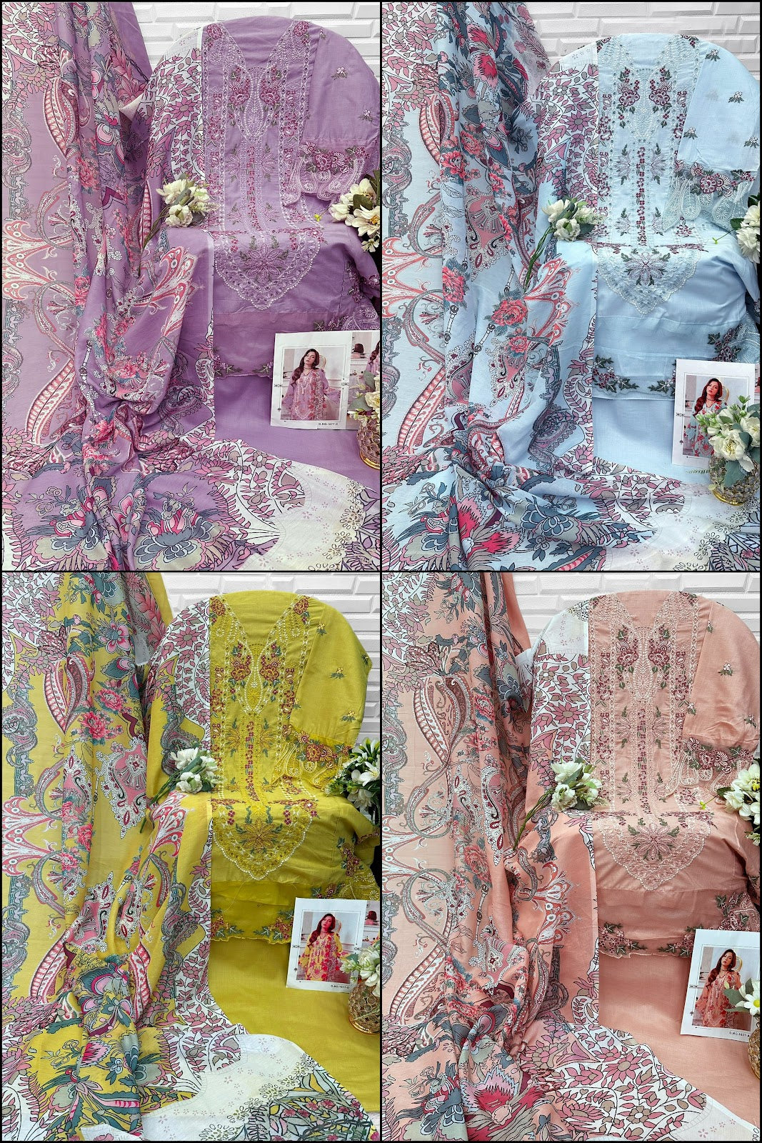 Design 1077 Abcd Florent Cambric Cotton Pakistani Salwar Suits Wholesaler India