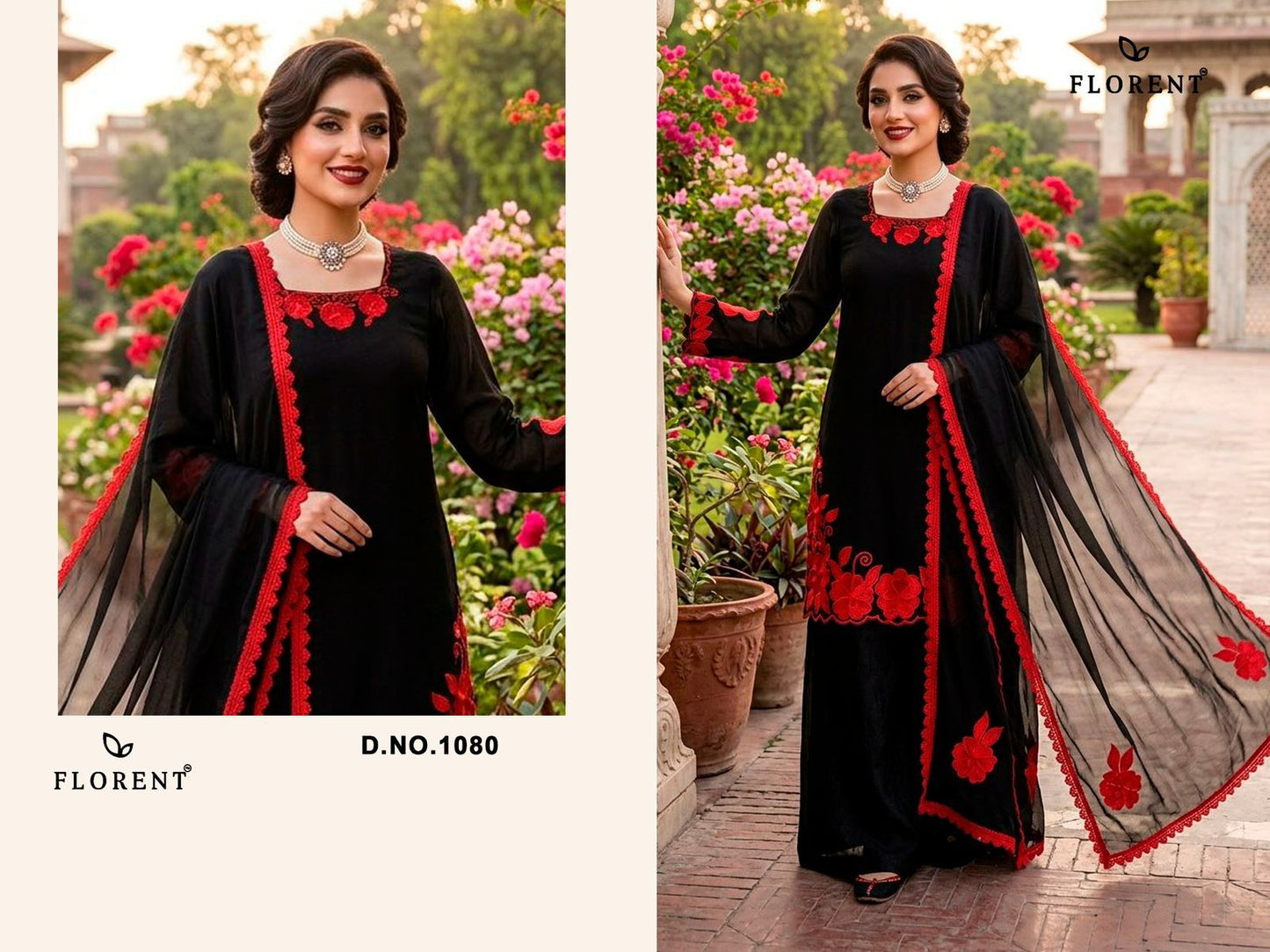 Design 1080-1081 Florent Fendy Silk Pakistani Readymade Suits Wholesaler Gujarat