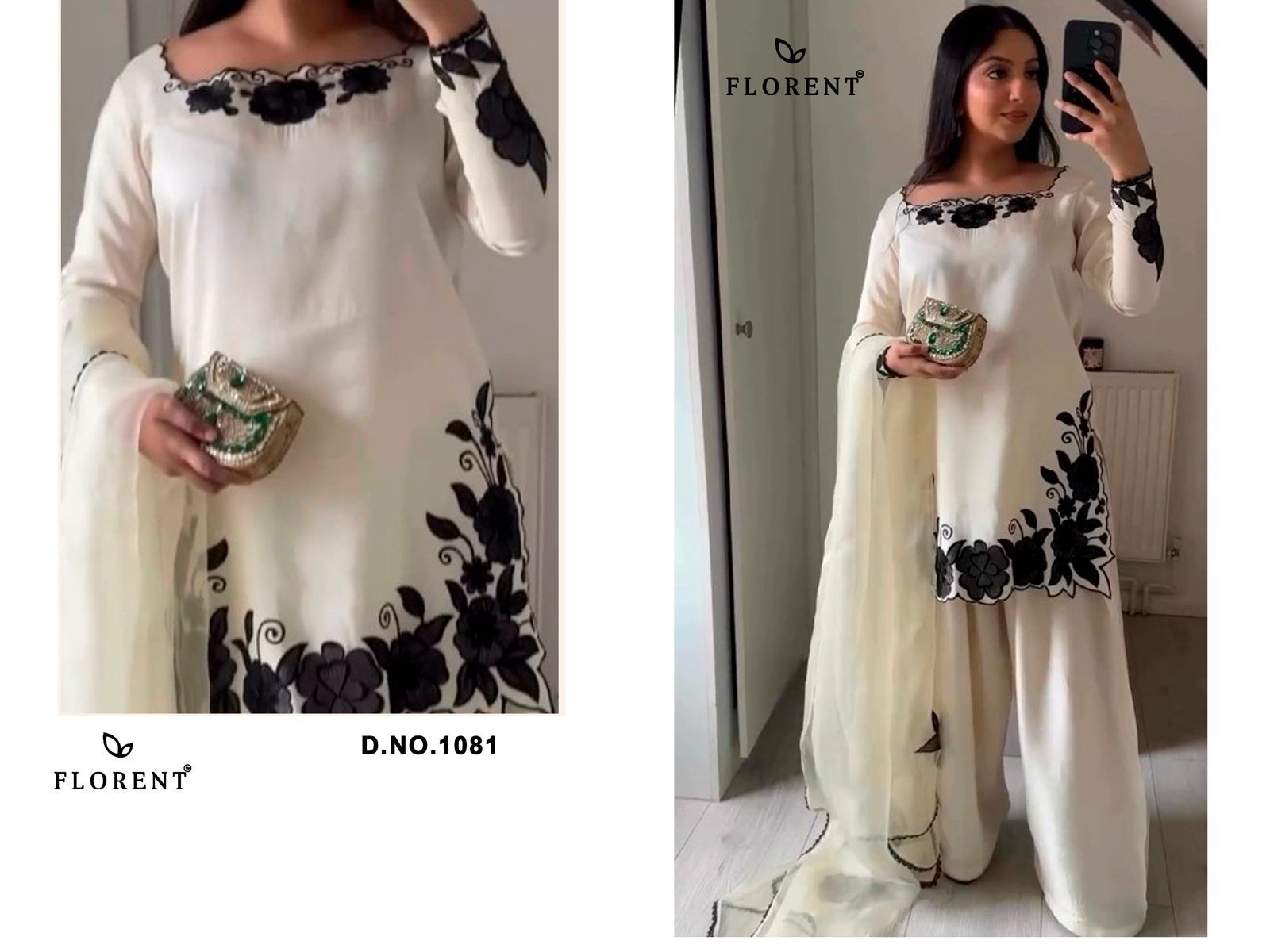 Design 1080-1081 Florent Fendy Silk Pakistani Readymade Suits Wholesaler Gujarat