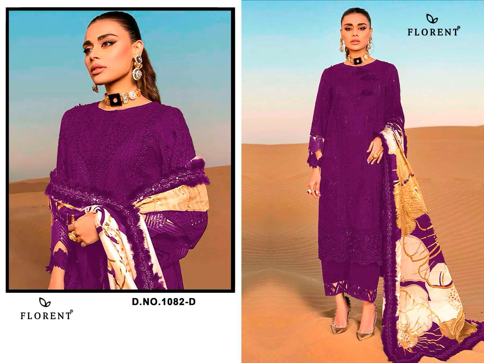 Design 1082 Florent Rayon Cotton Pakistani Salwar Suits Wholesale Rate