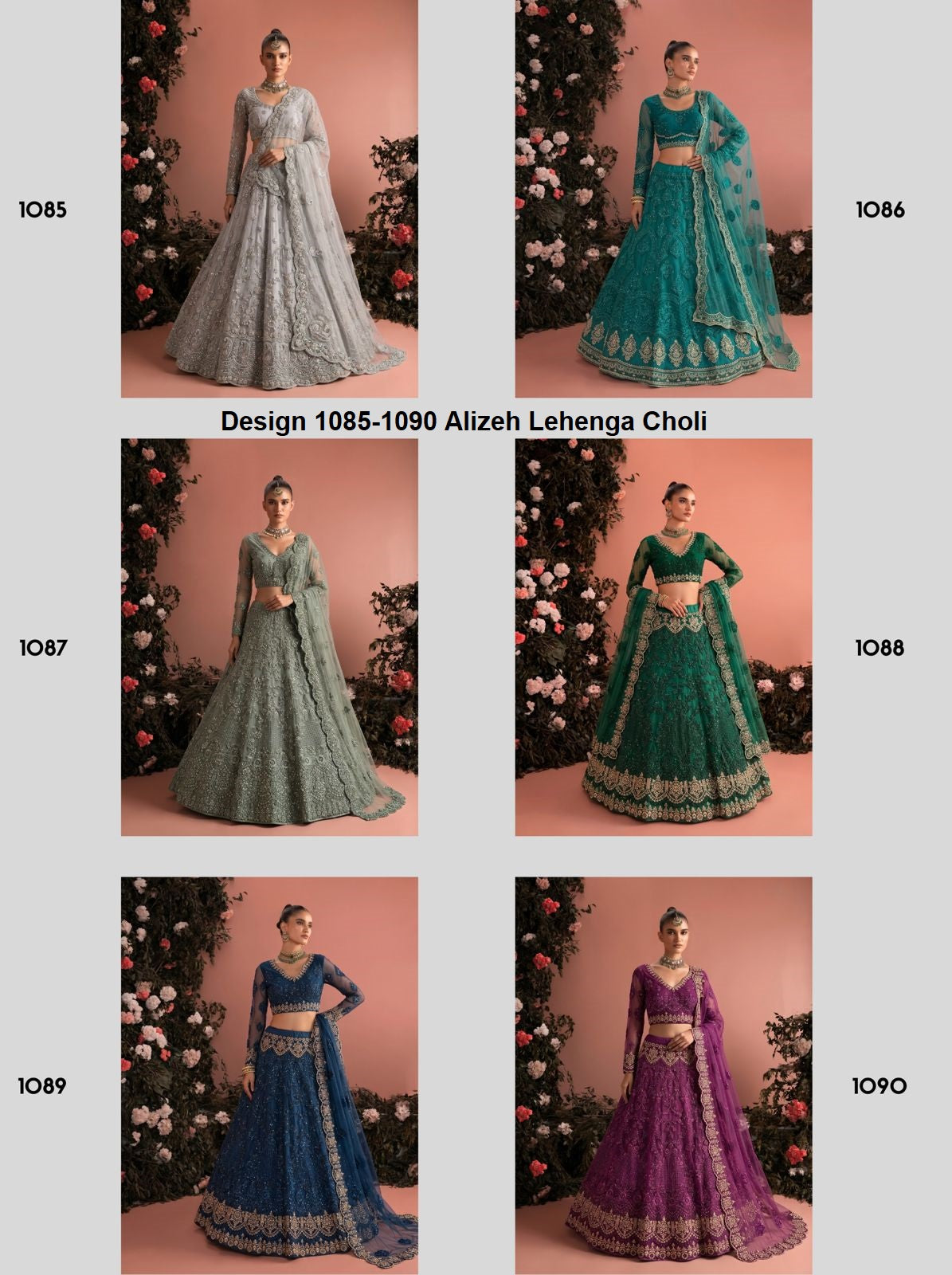 Design 1085-1090 Alizeh Butterfly Net Lehenga Choli Supplier