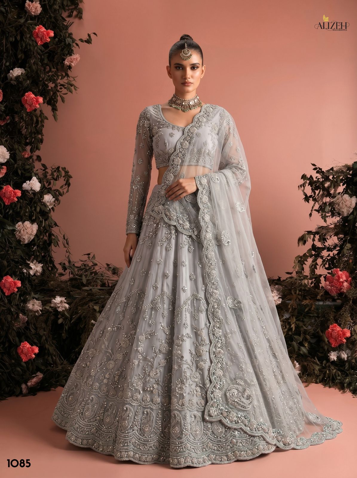 Design 1085-1090 Alizeh Butterfly Net Lehenga Choli Supplier
