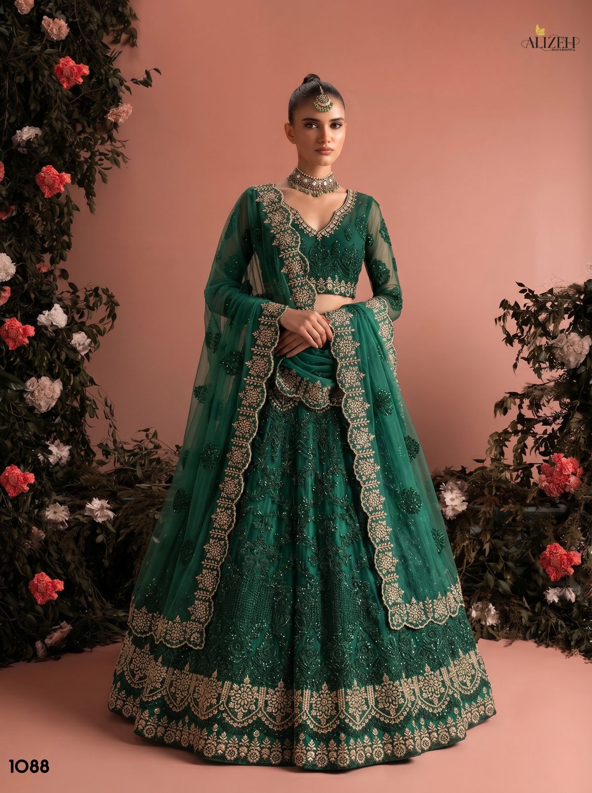 Design 1085-1090 Alizeh Butterfly Net Lehenga Choli Supplier