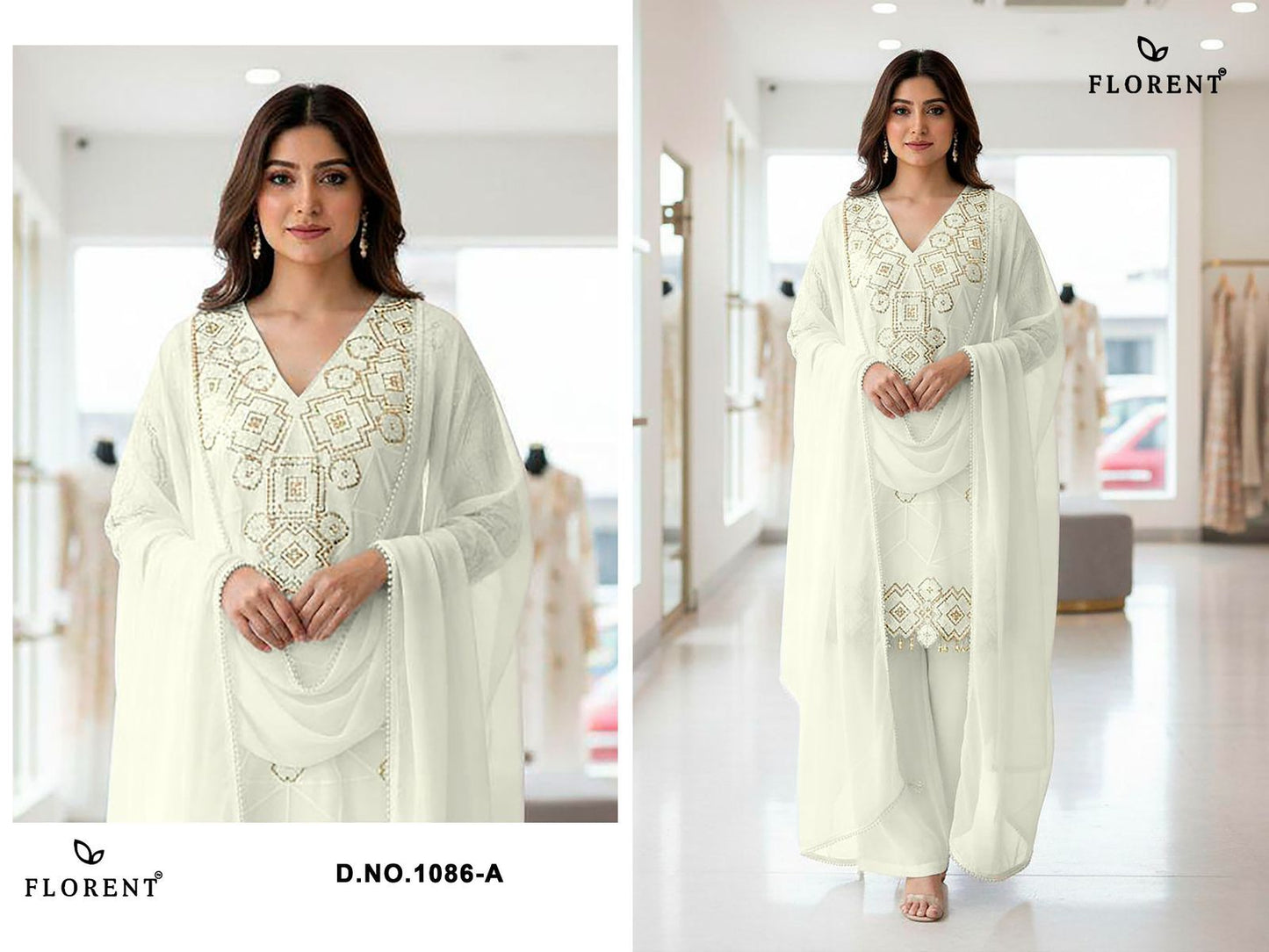 Design 1086 Florent Georgette Pakistani Readymade Suits Wholesaler India