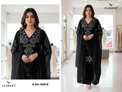 Design 1086 Florent Georgette Pakistani Readymade Suits Wholesaler India