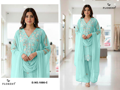 Design 1086 Florent Georgette Pakistani Readymade Suits Wholesaler India