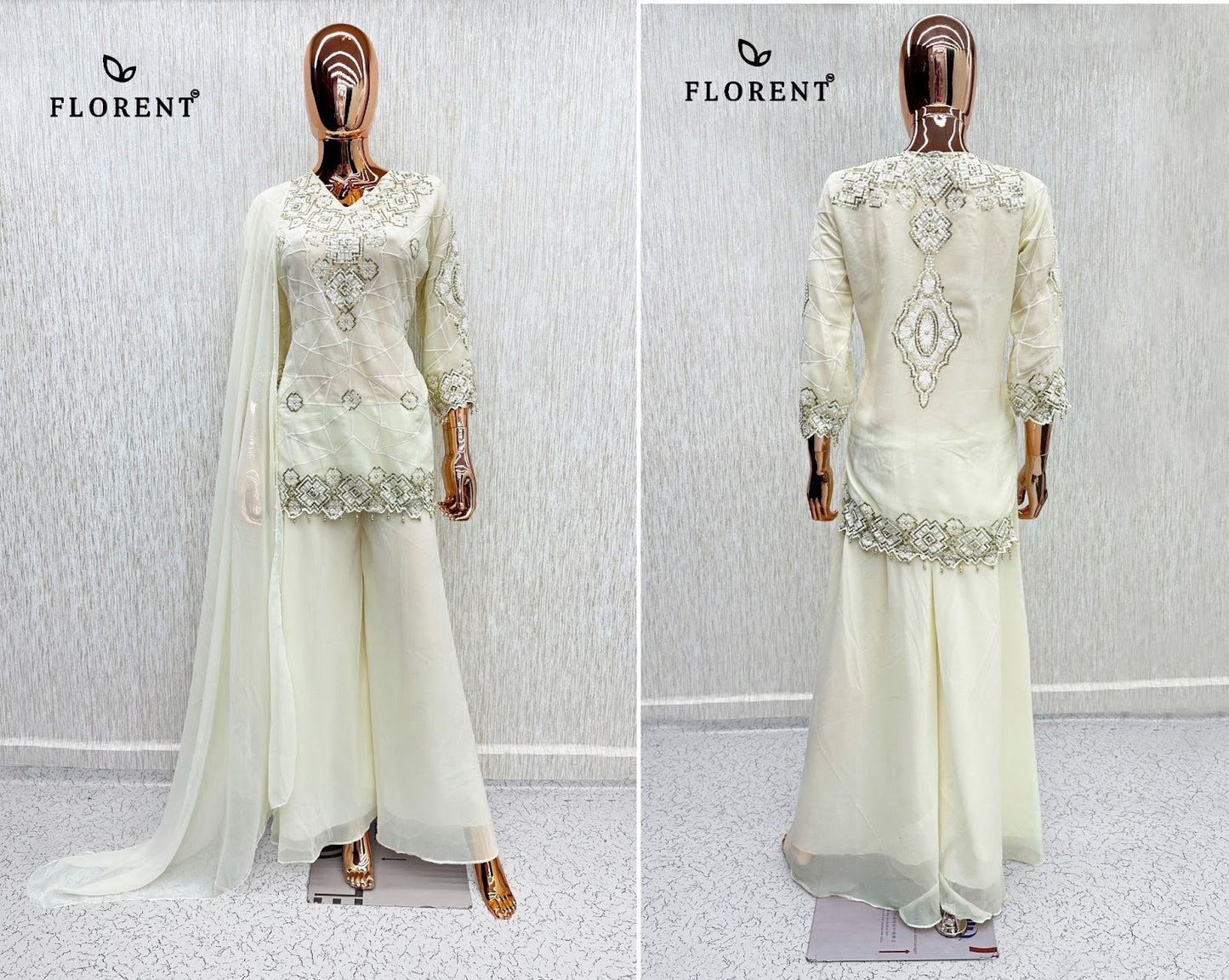 Design 1086 Florent Georgette Pakistani Readymade Suits Wholesaler India