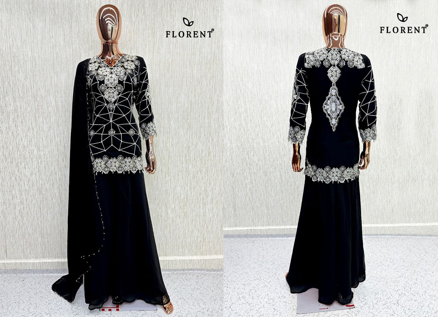 Design 1086 Florent Georgette Pakistani Readymade Suits Wholesaler India