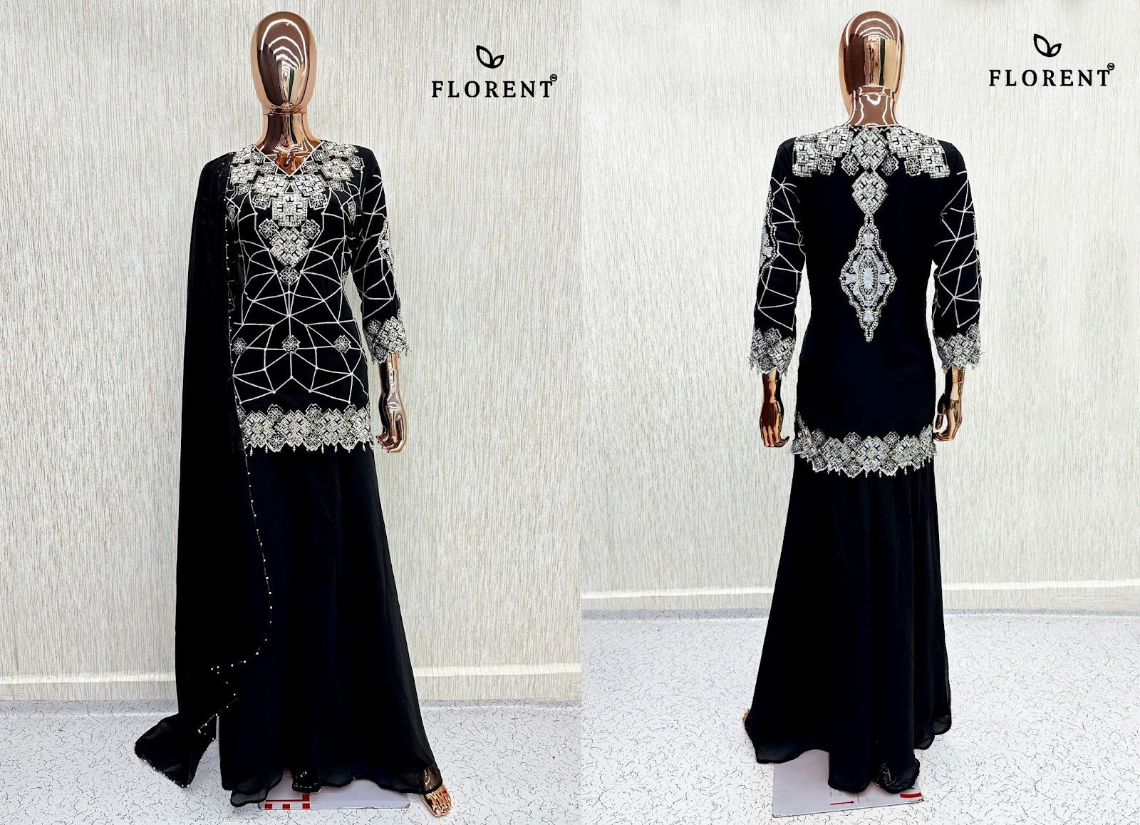 Design 1086 Florent Georgette Pakistani Readymade Suits Wholesaler India