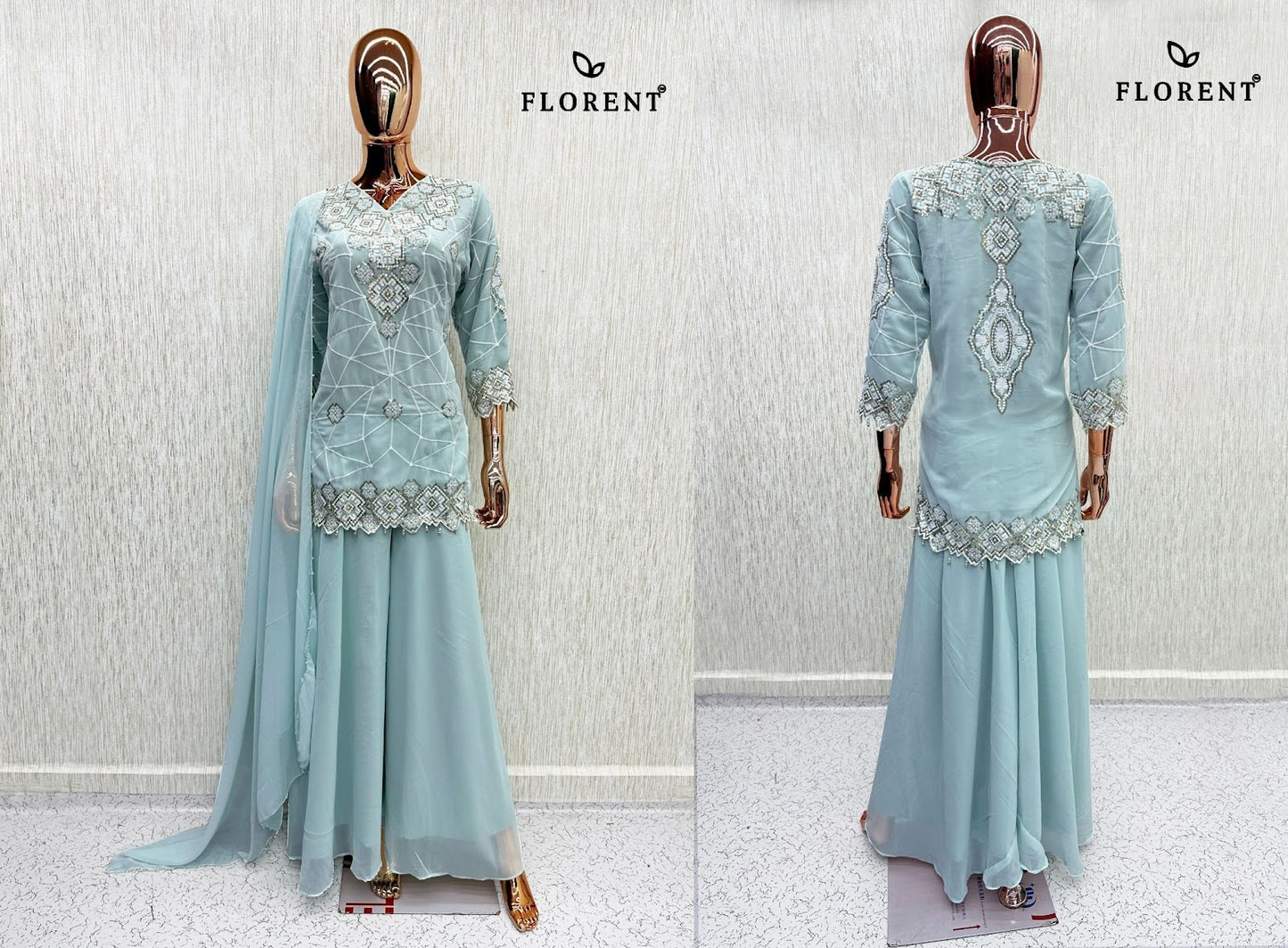 Design 1086 Florent Georgette Pakistani Readymade Suits Wholesaler India