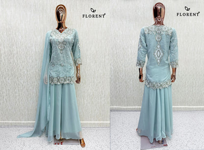 Design 1086 Florent Georgette Pakistani Readymade Suits Wholesaler India