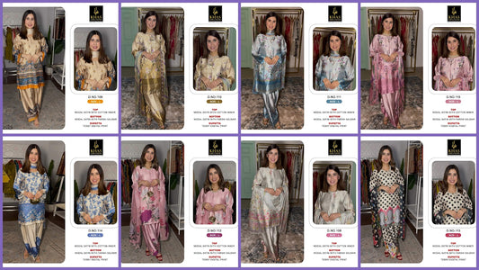 Design 108 To 115 Khas Modal Satin Pakistani Readymade Suits Supplier Gujarat