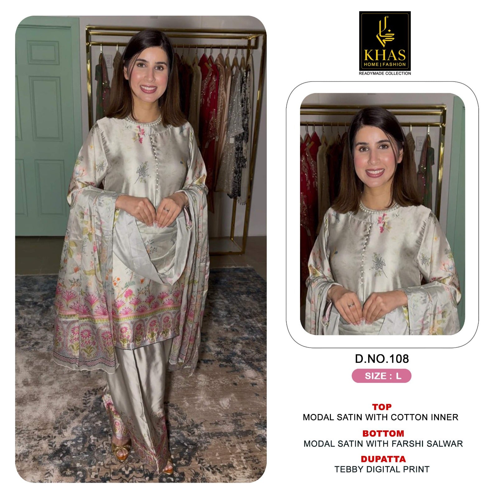 Design 108 To 115 Khas Modal Satin Pakistani Readymade Suits Supplier Gujarat
