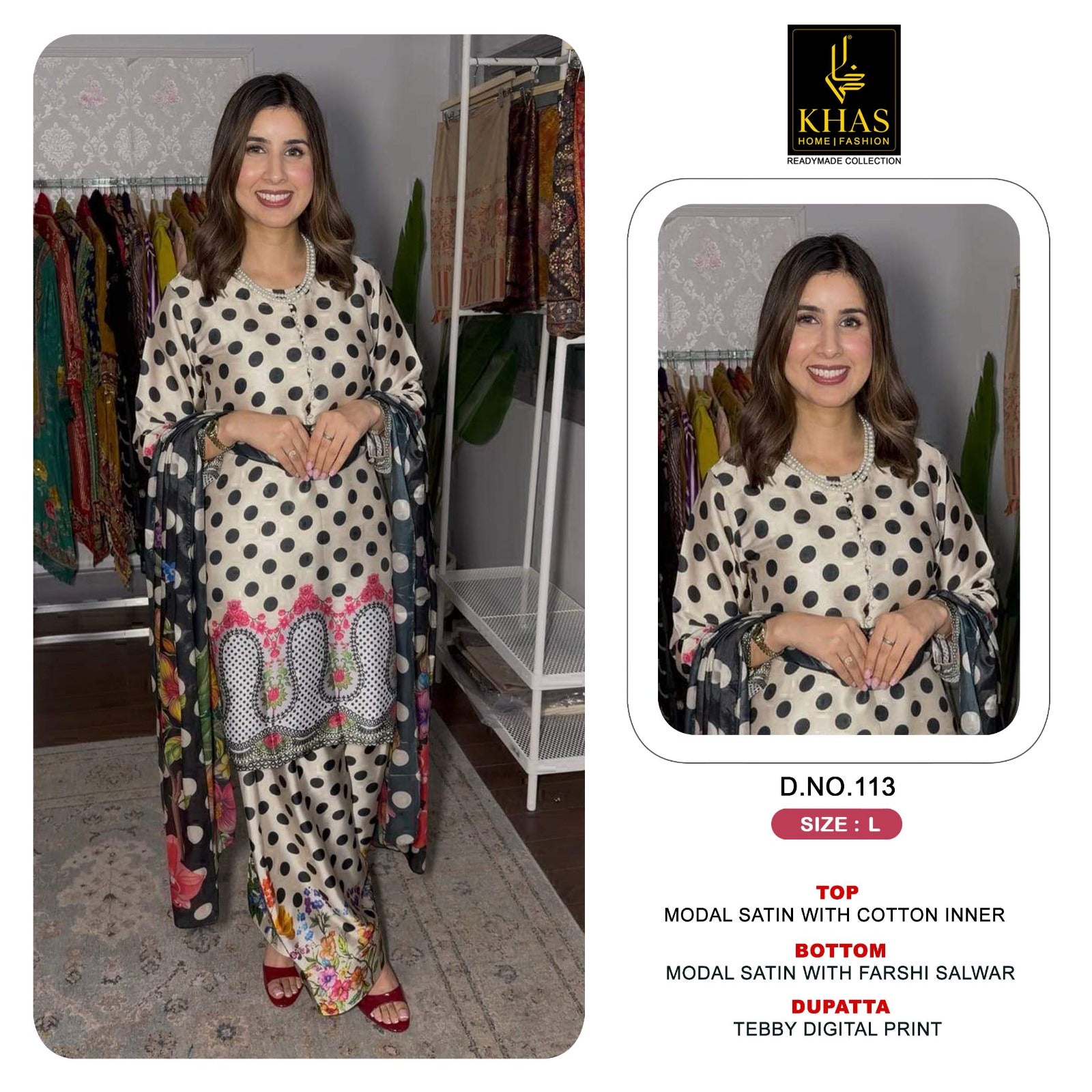 Design 108 To 115 Khas Modal Satin Pakistani Readymade Suits Supplier Gujarat