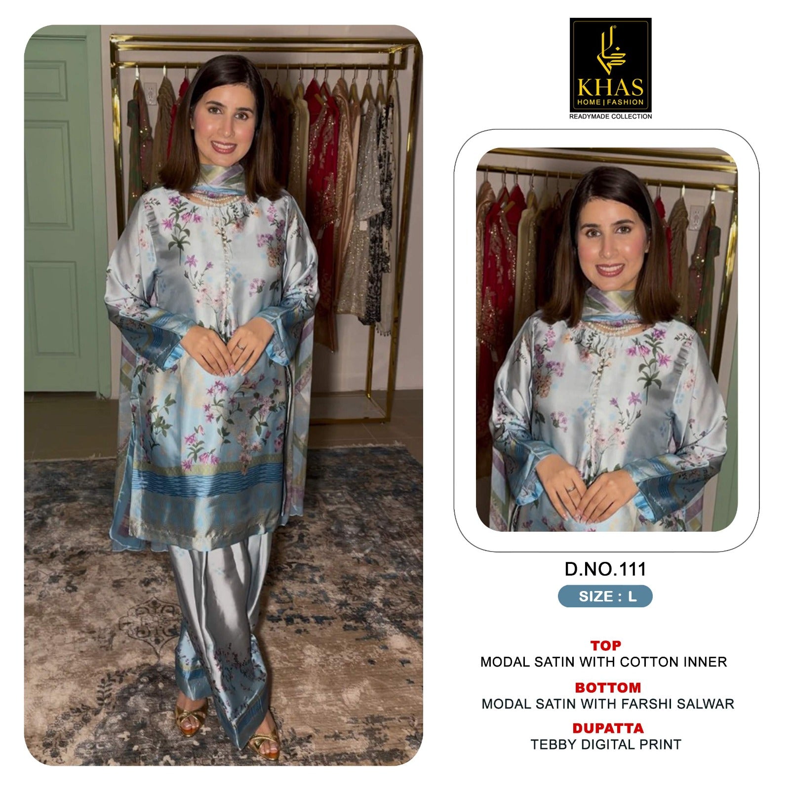 Design 108 To 115 Khas Modal Satin Pakistani Readymade Suits Supplier Gujarat