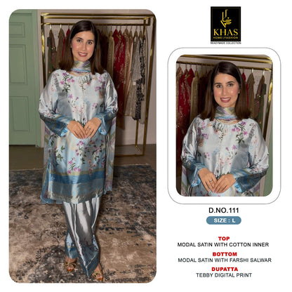 Design 108 To 115 Khas Modal Satin Pakistani Readymade Suits Supplier Gujarat