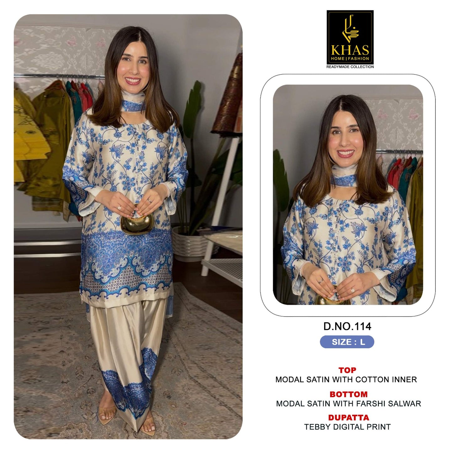 Design 108 To 115 Khas Modal Satin Pakistani Readymade Suits Supplier Gujarat