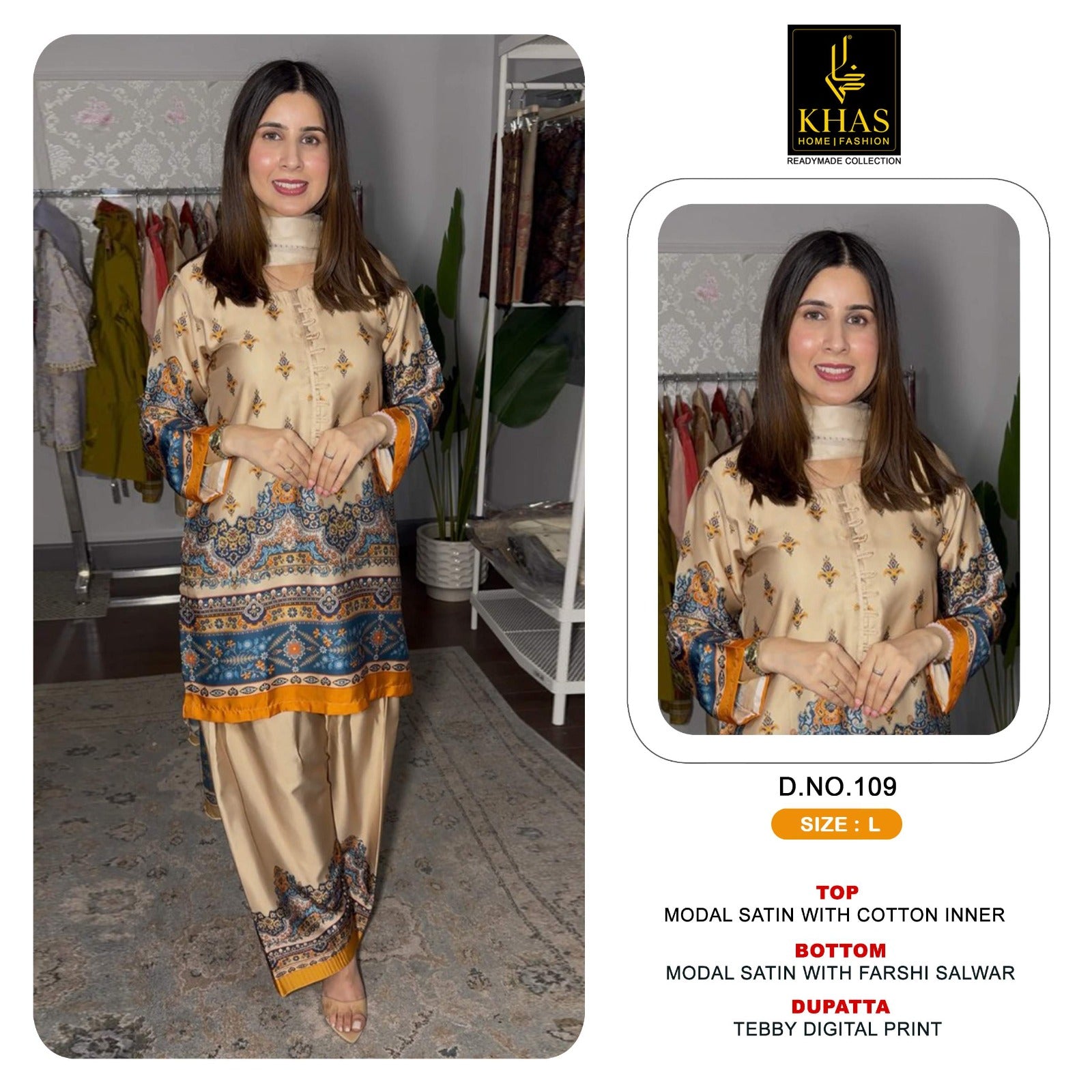 Design 108 To 115 Khas Modal Satin Pakistani Readymade Suits Supplier Gujarat