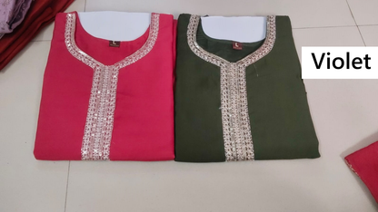 Design 109-112 Violet Roman Silk Readymade Pant Style Suits Wholesale