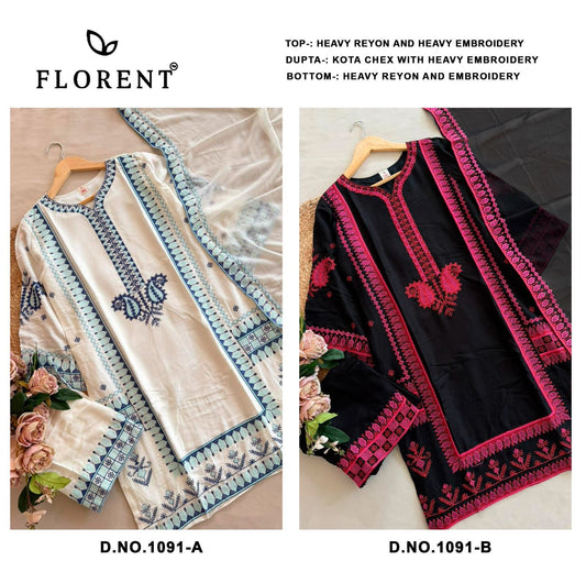 Design 1091 Ab Florent Reyon Pakistani Readymade Suits Wholesale Price