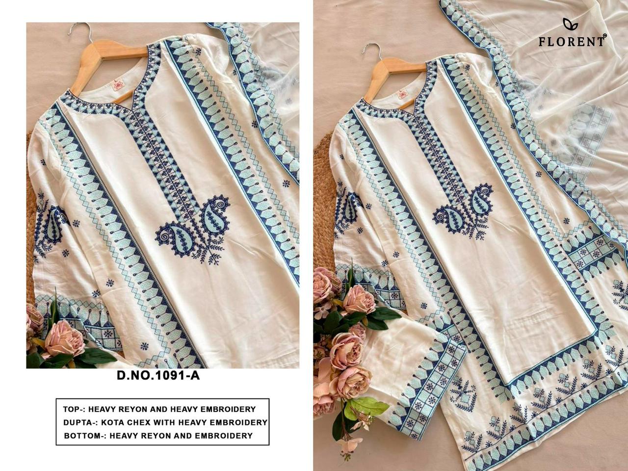 Design 1091 Ab Florent Reyon Pakistani Readymade Suits Wholesale Price