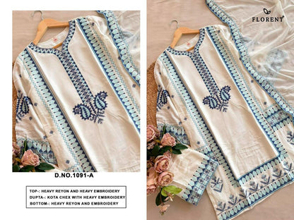 Design 1091 Ab Florent Reyon Pakistani Readymade Suits Wholesale Price