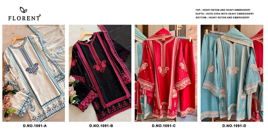 Design 1091 Abcd Florent Reyon Pakistani Readymade Suits Exporter India