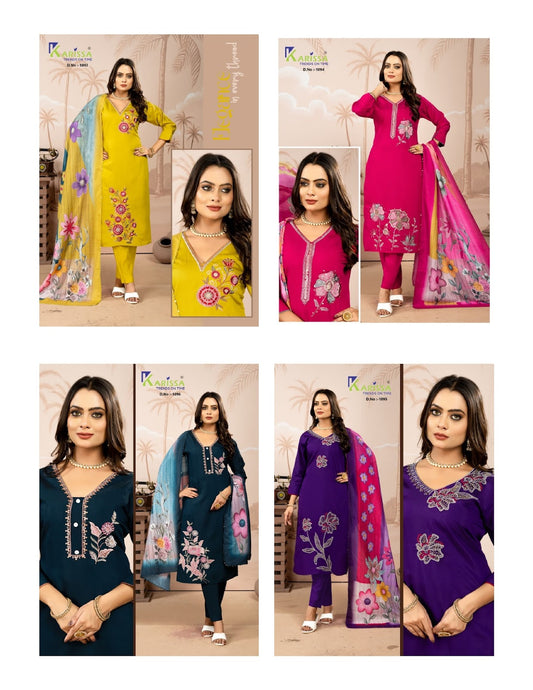 Design 1093-1096 Karissa Readymade Pant Style Suits Supplier India