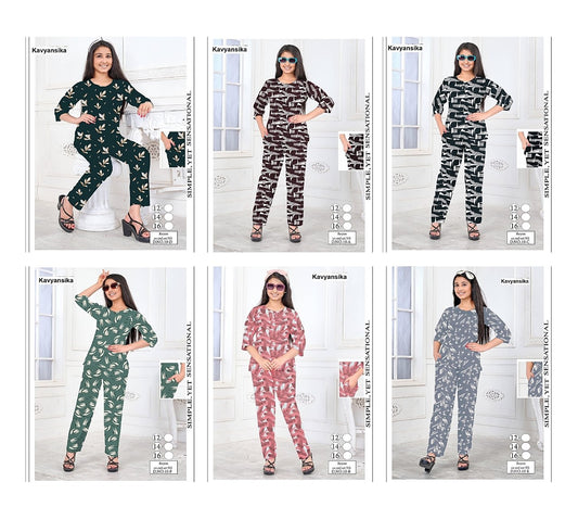 Design 10 Kavyansika Rayon 22Kg Girls Co Ord Set Supplier