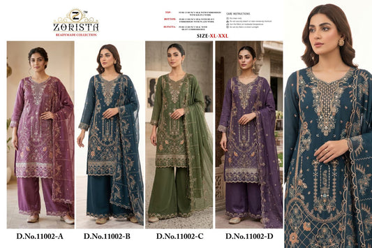 Design 11002 Abcd Zorista Crunchy Silk Pakistani Readymade Suits Supplier Ahmedabad