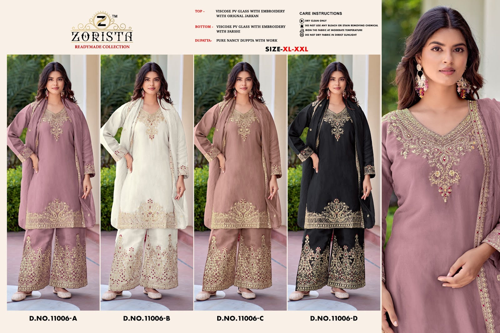 Design 11006 Zorista Glass Silk Pakistani Readymade Suits Wholesaler Gujarat