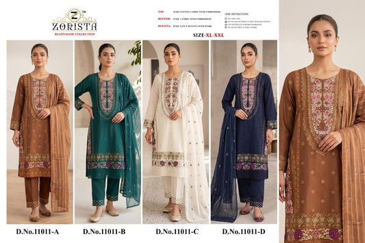 Design 11011 Abcd Zorista Cambric Cotton Pakistani Readymade Suits Wholesaler India