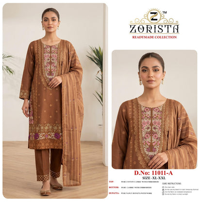 Design 11011 Abcd Zorista Cambric Cotton Pakistani Readymade Suits Wholesaler India
