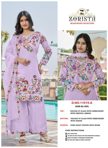 Design 11015 Abcd Zorista Glass Silk Pakistani Readymade Suits Manufacturer Gujarat