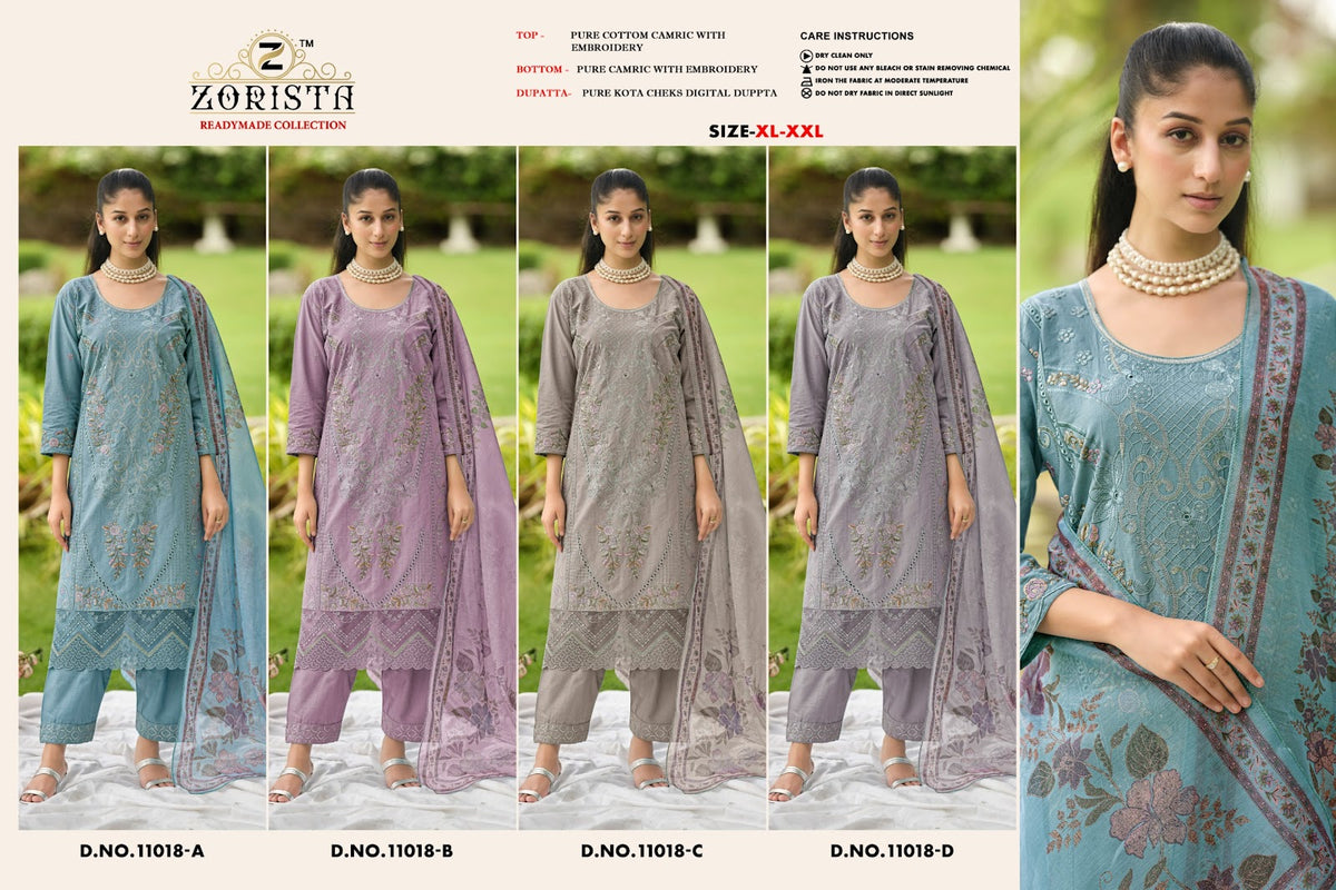 Design 11018 Abcd Zorista Cambric Cotton Pakistani Readymade Suits Wholesaler Ahmedabad