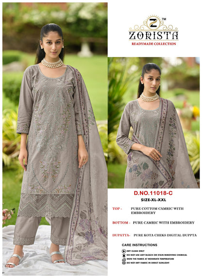Design 11018 Abcd Zorista Cambric Cotton Pakistani Readymade Suits Wholesaler Ahmedabad
