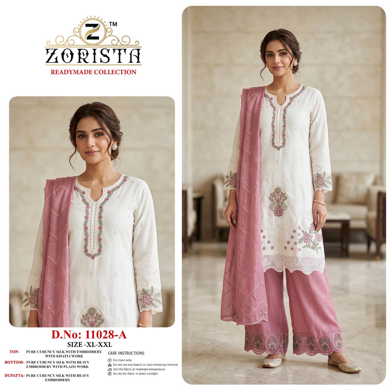 Design 11028 Zorista Crunchy Silk Pakistani Readymade Suits Wholesale