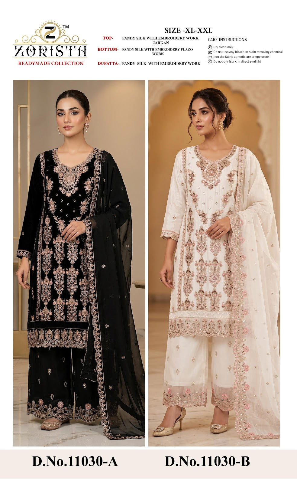 Design 11030 Ab Zorista Fandy Silk Pakistani Readymade Suits Supplier