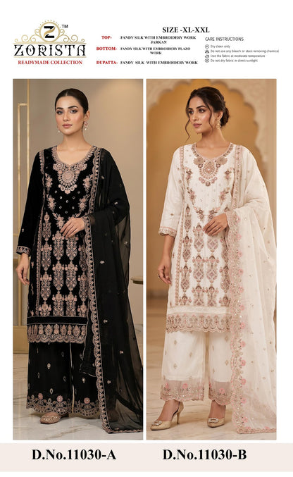 Design 11030 Ab Zorista Fandy Silk Pakistani Readymade Suits Supplier