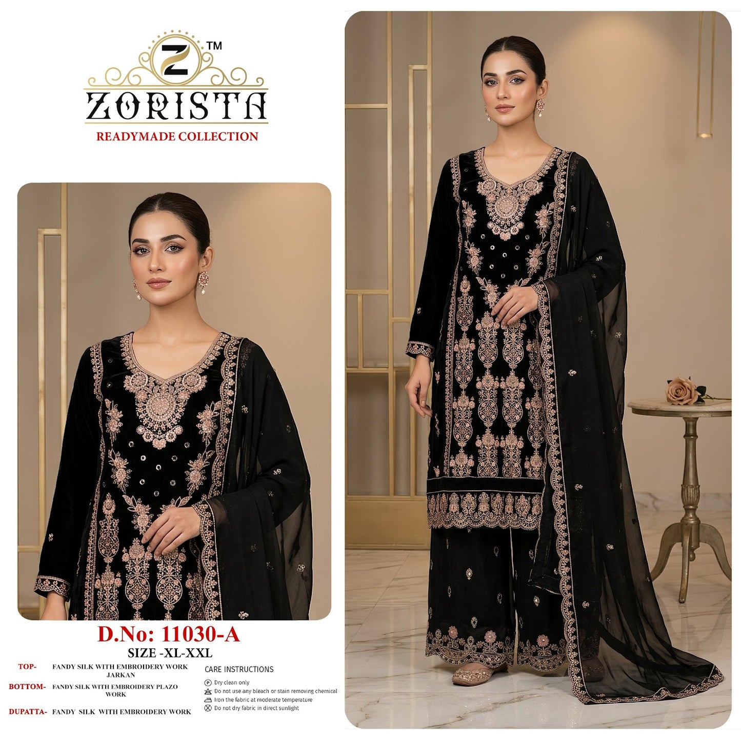 Design 11030 Ab Zorista Fandy Silk Pakistani Readymade Suits Supplier
