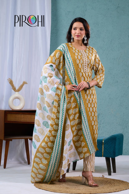 Design 110325 Pirohi Readymade Cotton Pant Suits Exporter