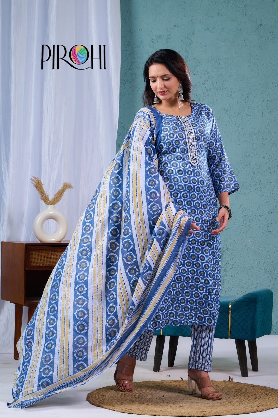 Design 110325 Pirohi Readymade Cotton Pant Suits Exporter