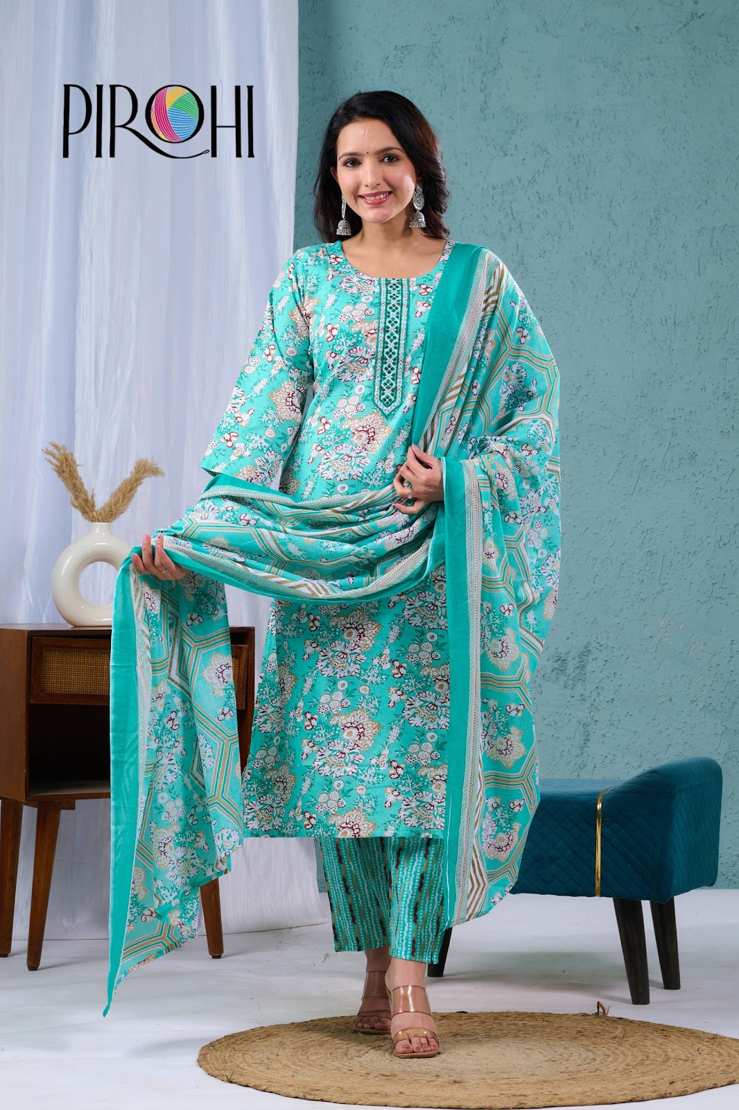 Design 110325 Pirohi Readymade Cotton Pant Suits Exporter