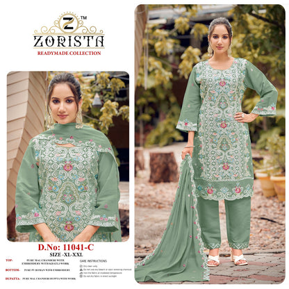 Design 11041 Abcd Zorista Mal Chanderi Pakistani Readymade Suits Wholesale Price